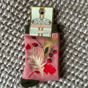 Ladies Ankle Socks Bamboo (Foraging Coral Print)